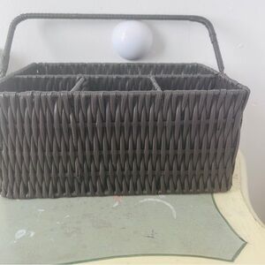 Woven Black Storage Basket Orgranizer with handle